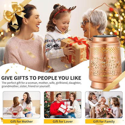 2 Pack Solar Lanterns Outdoor Waterproof, Hanging Metal Butterfly Decorative Lights for Garden Patio Yard Porch Pathway, Solar Powered Outdoor Lantern Gifts for Women Mom Grandma