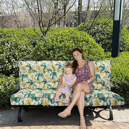 Swing Replacement Seat Cushions, 2-3 Seater Bench Cushions for Outdoor Furnitur with Backrest, Garden Recliner Seat Cushions Waterproof Sofa Pads (Clover, 63x40in)