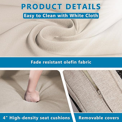 Vista Vibe 5 Pieces Outdoor Rattan Patio Conversation Furniture Set - 360 Degree Swivel Glider Rocker Chairs | Coffee Table | 2 Wicker Ottomans, Premium & Washable Cushions, Terrace (Brown/Beige)