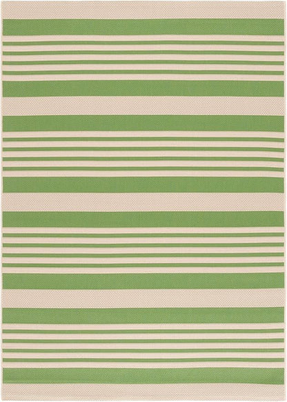 SAFAVIEH Washable Rug Outdoor Courtyard Collection - 6'7" x 9'6", Green & Beige, Non-Shedding & Easy Cleaning, Ideal for Patio, Backyard, Mudroom (CY6062-244)