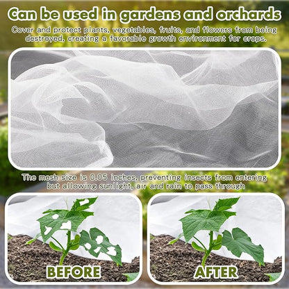 Woanger 3 Pack Garden Netting for Raised Beds Fine Mesh Plant Cover with Drawstring for 2 ft Dia x 1 ft Round Raised Beds Animal Barrier for Bird Pest Vegetables Fruits Flowers