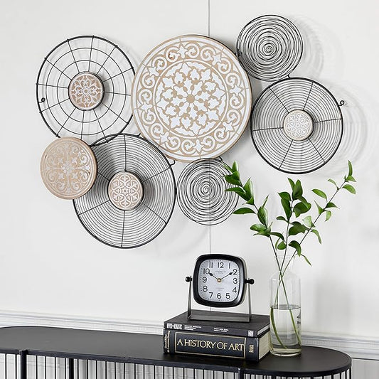 Deco 79 Metal Plate Home Wall Decor Wall Sculpture with Intricate Pattern, Wall Art 41" x 25" x 28", Black