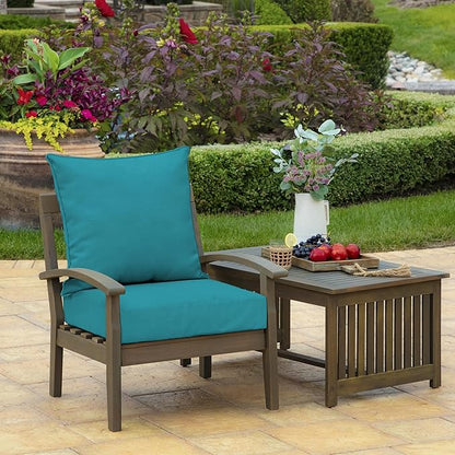 Arden Outdoor Foam Deep Seat Cushion (2-Pack), 22x24, Premium High-Density Foam, Never Flattens, Weather-Proof for Patio Chair Sofa Couch, Lake Blue Leala