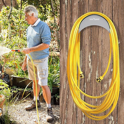 FLORA GUARD 29cm Hose Hanger, Wall-Mounted Metal Hose Holder, Anti-Corrosive Hose Bracket for Wall Storage (Grey)