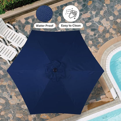 Simple Deluxe 7.5' Patio Umbrella Outdoor Table Market Yard Umbrella with 6 Sturdy Ribs for Backyard, Pool, Garden, Deck, Dark Blue