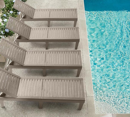 Nestl Sun Tanning Chair - Sand Beige Chaise Lounge Chair Outdoor, Lightweight Pool Lounge Chairs Set of 12, Adjustable 5-Position Reclining Lawn Chair, Waterproof Beach Outdoor Lounge Chairs