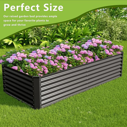 8x2x2FT Galvanized Raised Garden Bed,Galvanized Planter Boxes Outdoor, Large Metal Raised Garden Beds for Vegetables-Grey