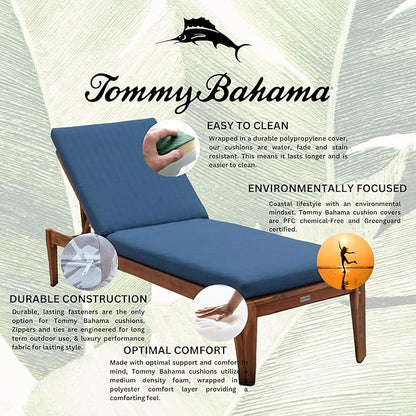 Tommy Bahama Chaise Cushion, 23" X 75" X 2.5", Bamboo Bay Cobalt