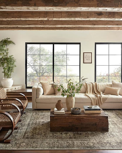 Loloi Magnolia Home by Joanna Gaines Sinclair Collection SIN-01 Pebble/Taupe 2'-3" x 9'-6", .25" Pile Height, Machine Washable, Runner Rug