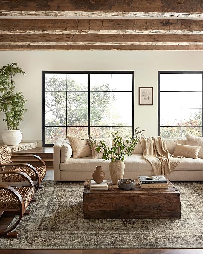 Loloi Magnolia Home by Joanna Gaines Sinclair Collection SIN-01 Pebble/Taupe 2'-3" x 3'-9", .25" Pile Height, Machine Washable, Accent Rug