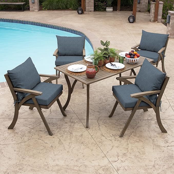 Arden Performance Outdoor Cushion Set, 21 x 21, Patio Cushion, Rain-Proof, Fade Resistant, Denim Alair