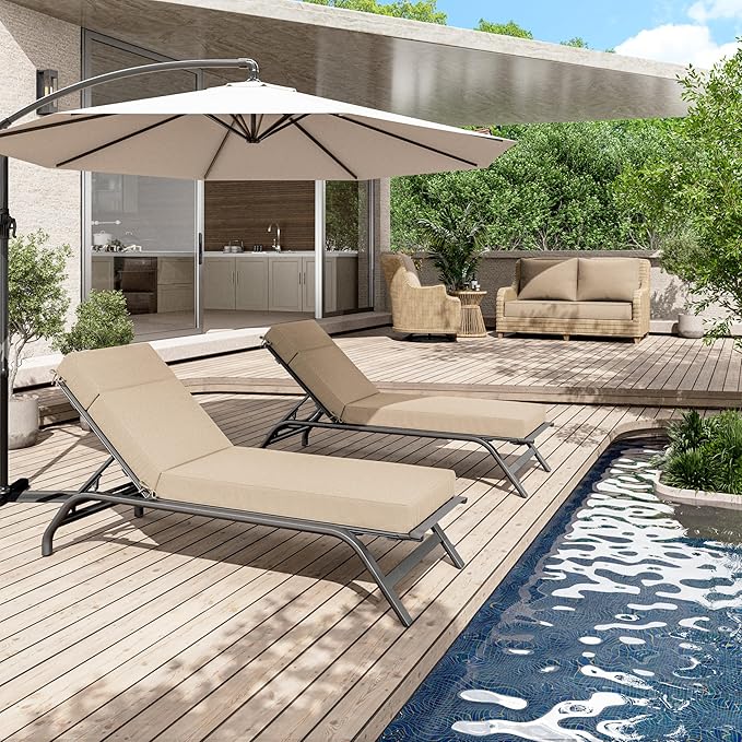 Chaise Lounge Cushions Outdoor, 72" L X 21" W X 4" D Lounge Chair Cushions for Outdoor Furniture, High-Density Foam Outdoor Chaise Cushion-Waterproof Fade-Resistant ThickPatio lounge chair cushion
