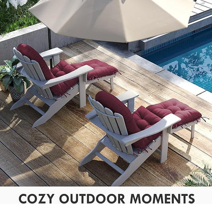 Adirondack Chair Cushion with Ottoman, Folding Adjustable Adirondack Seat Cushions, Waterproof Adirondack Patio Chair Pads for Garden, Deck, or Poolside, Small-Beaujolais-2