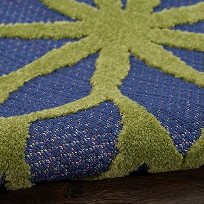 Nourison Home Aloha Indoor/Outdoor Modern Navy Multicolor 9' x 12' Area Rug, Easy Cleaning, Non Shedding, Bed Room, Living Room, Dining Room, Backyard, Deck, Patio (9x12)