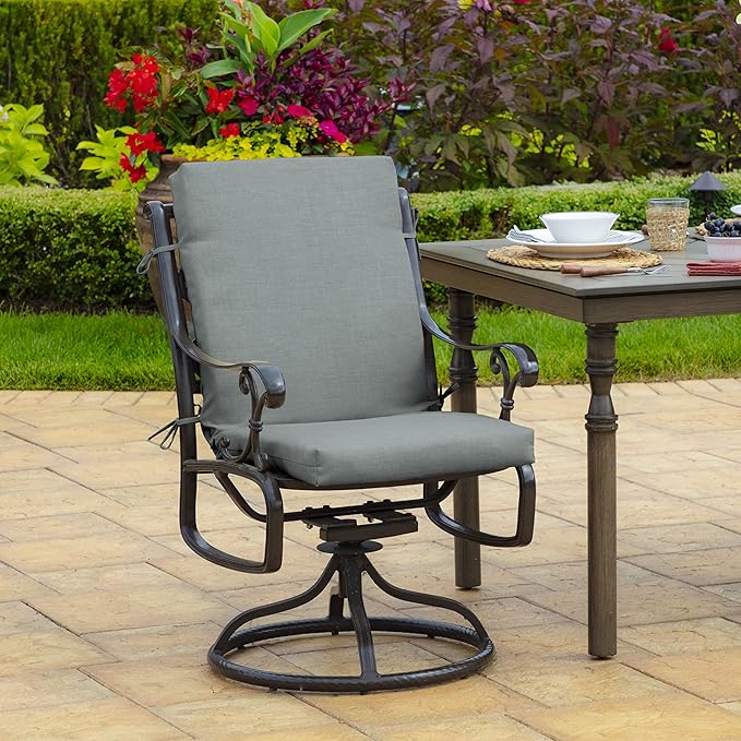 Arden 2-Pack Outdoor Patio Dining Chair Cushion, 20x44, Rain-Proof Seat Pad, Fade-Resistant Outdoor Cushion Stone Grey Leala