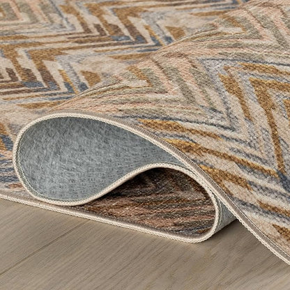 Dash & Albert Seneca Natural Machine Washable Rug, 4 X 6 Feet, Tan Geometric Pattern