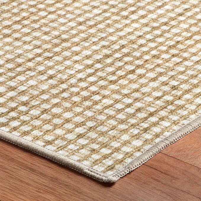 Dash & Albert Hartley Natural Machine Washable Rug, 2 X 3 Feet, Natural Plaid Pattern