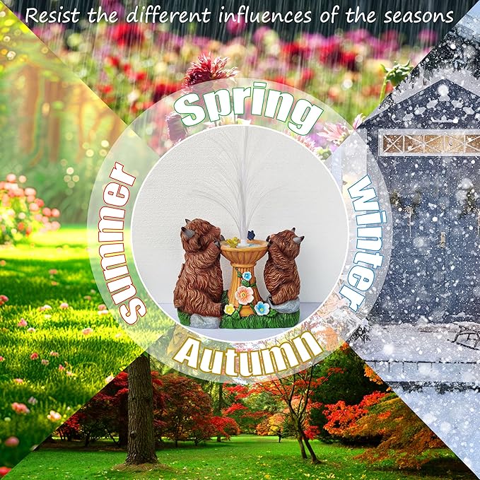 Solar Highland Cow Garden Decor -Resin Highland Cows Figurines Lights and Colour Changing Optical Fiber with Solar LED Lights,Outdoor Statues Decoration for Patio Yard Lawn