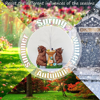 Solar Highland Cow Garden Decor -Resin Highland Cows Figurines Lights and Colour Changing Optical Fiber with Solar LED Lights,Outdoor Statues Decoration for Patio Yard Lawn