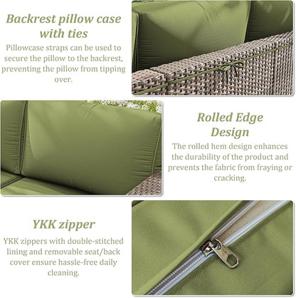 14 Pcs Outdoor Cushion Slipcovers Outdoor Patio Cushion Covers Replacement Waterproof with Zipper for Outdoor Furniture, Patio Sofa Couch 3 Sizes, Covers Only