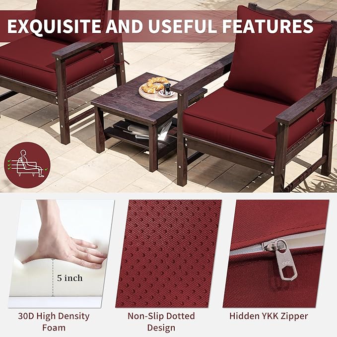 Premium Outdoor Seat Cushion Chair Cushions for Patio Furniture 24 L X 24 W X 5 H Waterproof & Fade Resistant Deep Seat and Backrest Cushion Set with Removable Covers for Chair, Sofa