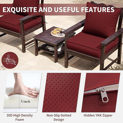 Premium Outdoor Seat Cushion Chair Cushions for Patio Furniture 24 L X 24 W X 5 H Waterproof & Fade Resistant Deep Seat and Backrest Cushion Set with Removable Covers for Chair, Sofa