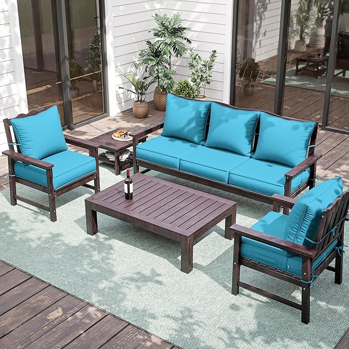Premium Outdoor Seat Cushion Chair Cushions for Patio Furniture 22 L X 22 W X 4 H Waterproof & Fade Resistant Deep Seat and Backrest Cushion Set with Removable Covers for Chair, Sofa
