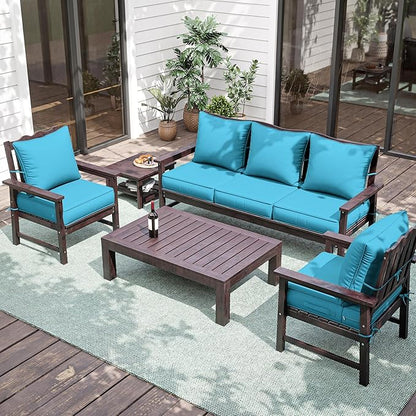 Premium Outdoor Seat Cushion Chair Cushions for Patio Furniture 22 L X 22 W X 4 H Waterproof & Fade Resistant Deep Seat and Backrest Cushion Set with Removable Covers for Chair, Sofa
