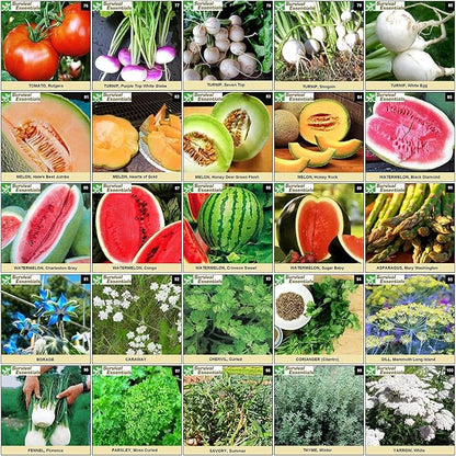 Garden Heirloom Seed Vault, 100 Variety, Over 17,500 Vegetable, Fruit, and Herbs Seeds, Non-GMO, Non-Hybrid, Plus Free Microgreens Kit