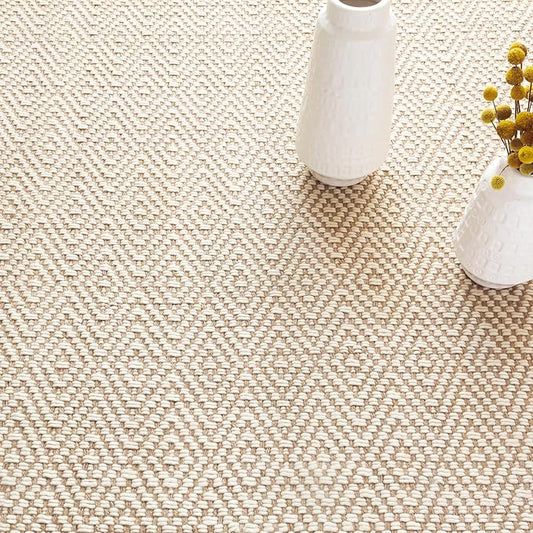 Dash and Albert Cocchi Handwoven Wool Rug, 5 X 8 Feet, Neutral Geometric Pattern - Premium Luxury Hotel Quality Soft Breathable Hypoallergenic Machine Washable Easy Care All Season Comfortable