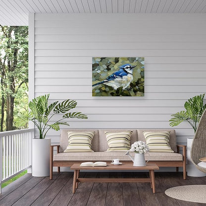 Outdoor Canvas Art - Andrea Lavery 'Bluejay Day' Wall Art for Outdoor Spaces, Patios, or Gardens by Trademark Fine Art