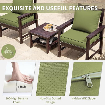 Premium Outdoor Seat Cushion Chair Cushions for Patio Furniture 22 L X 22 W X 4 H Waterproof & Fade Resistant Deep Seat and Backrest Cushion Set with Removable Covers for Chair, Sofa