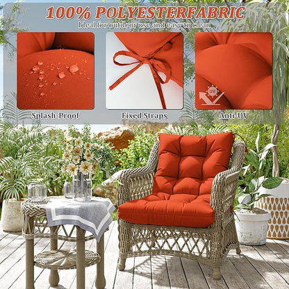 Patio Seat&Back Chair Cushions for Outdoor Furniture，Comfortable Cushions for Rocking/Dining/Lawn Chair-Set of 4