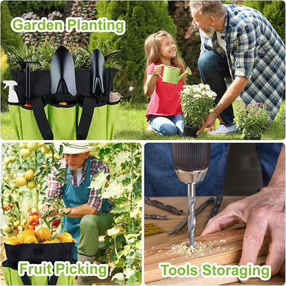 Portable Garden Tool Bag with 16 Pockets & Handle, Durable Waterproof Garden Tote Bag for women & Men, 900D Heavy Duty Gardening Tool Organizer and Storage Bags for Indoor & Outdoor