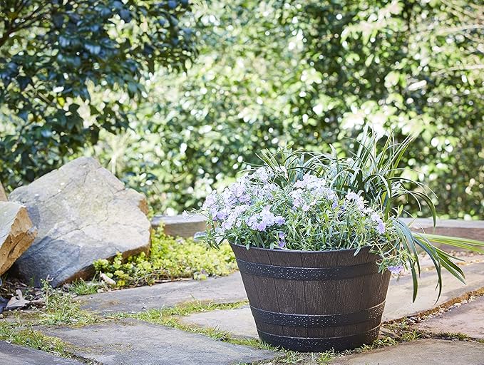 Southern Patio Whiskey Barrel Planter, Kentucky Walnut