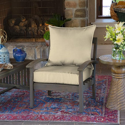 Arden Outdoor Deep Seat Cushion Set, 24 in x 24 in, Weather-Proof, Rain-Proof, Fade Resistant Patio Cushion for Chair, Sofa, and Couch Tan Leala