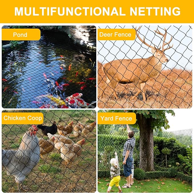 Bird Net 25'x50' with 1" Mesh Nylon Bird Netting for Garden, Poultry Netting Heavy Duty Aviary Netting Chicken Coop Netting, Garden Netting Deer Fence Netting for Fruit Tree, Pests Trellis Net