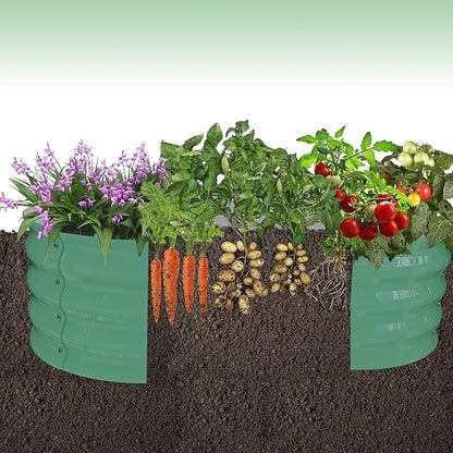 2 Pack Galvanized Raised Garden Bed – 4x4x1 ft Raised Beds-Coated Metal Planter Box with Floral Edge, Easy Assembly Rust-Resistant Outdoor/Indoor Garden Box for Vegetables, Flowers, Herbs, Green