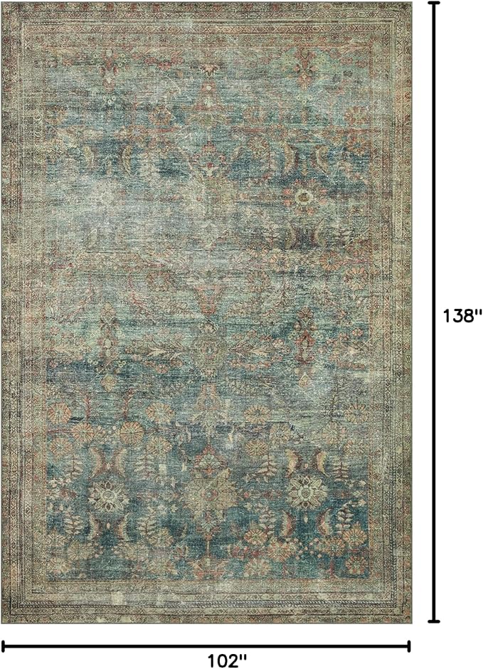 Loloi Magnolia Home by Joanna Gaines Banks Collection BAN-01 Ocean/Spice 8'-6" x 11'-6", .13" Pile Height, Machine Washable, Area Rug