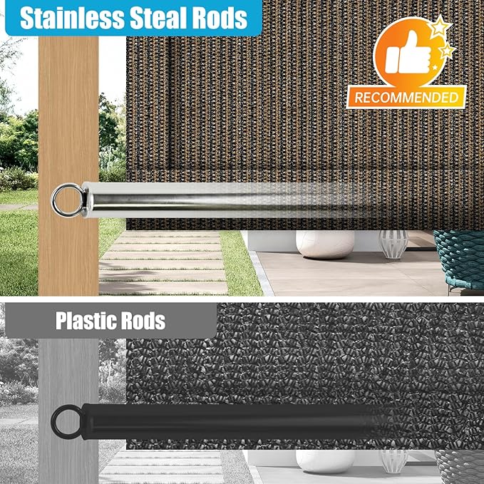 Shade&Beyond 5' W × 11' L Pergola Shade Cover Mocha Pergola Cover Canopy Replacement Shade Cloth for Garden, Patio, Deck, Porch with Grommets and Rods(Make Custom Size)