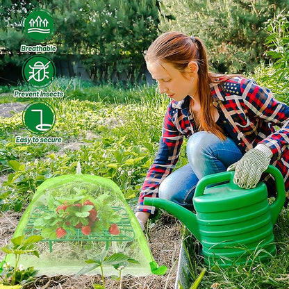 8 Sets Strawberry Plant Support with Mesh Plant Cover,Strawberry Growing Racks Sets with Iron Plant Nails for Garden Strawberry Vegetables