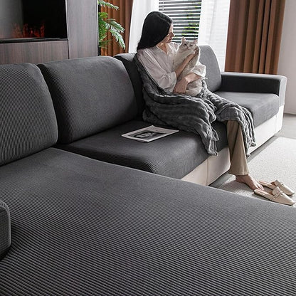 OHSIO Sectional Couch Covers, Wear Resistant Stretch Sofa Covers Washable Soft Couch Cushion Covers Anti Slip Furniture Protector Sofa Slipcovers for Pets (1 Piece Chair Cover, Dark Gray)