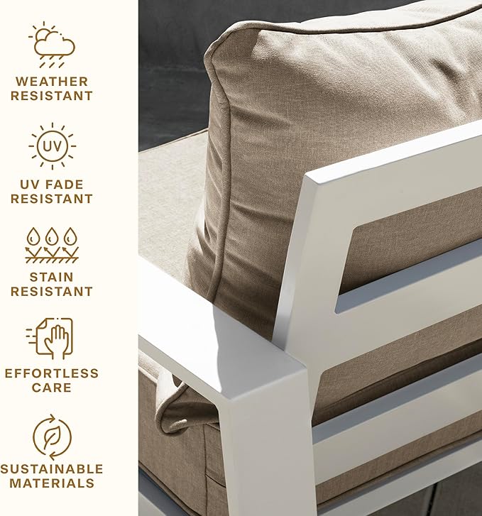 Honeycomb Outdoor Deep Seat, 24 x 23, Cabana Stripe Tan Chair Cushion for Patio Furniture
