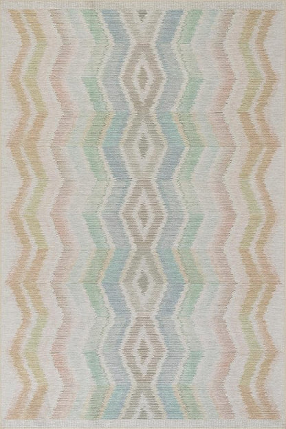 Dash & Albert Zarek Multi Machine Washable Rug, 8.5 X 11.5 Feet, Multicolored/White Chevron Pattern