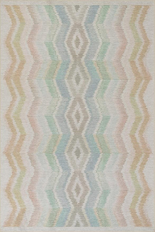 Dash & Albert Zarek Multi Machine Washable Rug, 5 X 8 Feet, Multicolored/White Chevron Pattern