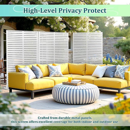 Metal Privacy Screen Outdoor Privacy Screen, Freestanding Fence Panel for Outside, 72''H×47''W, Decorative Screen Panel for Backyard/Patio/Deck