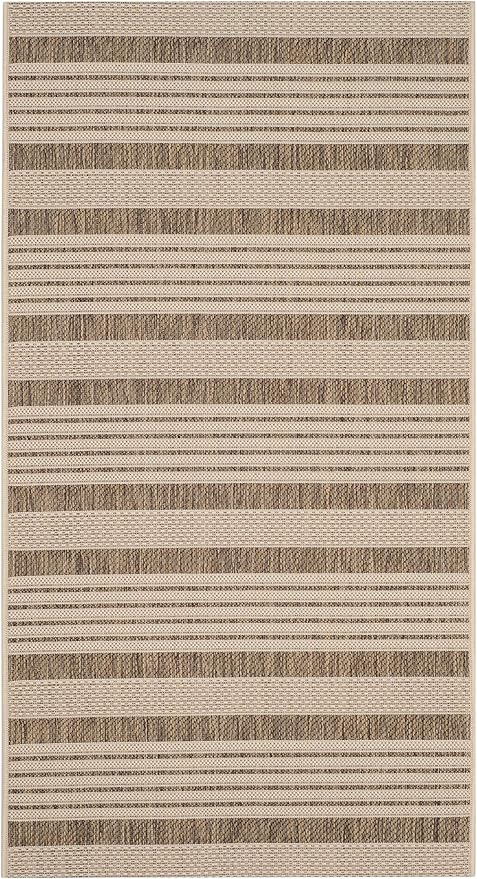 SAFAVIEH Washable Rug Outdoor Courtyard Collection - 2' x 3'7", Brown & Bone, Non-Shedding & Easy Cleaning, Ideal for Patio, Front Door, Entryway, Doormat (CY6062-242)