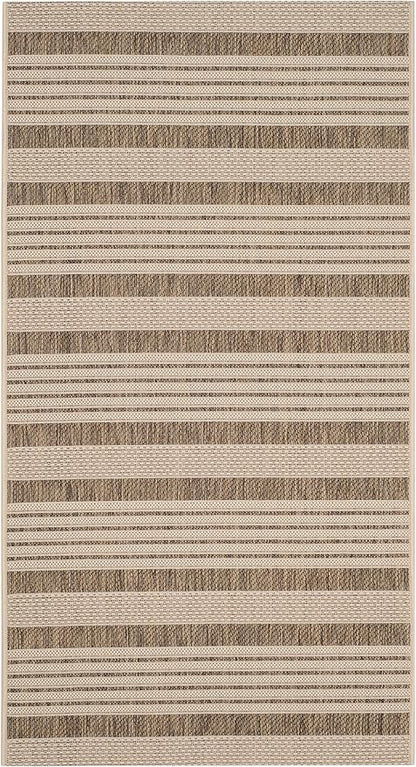 SAFAVIEH Washable Rug Outdoor Courtyard Collection - 2' x 3'7", Brown & Bone, Non-Shedding & Easy Cleaning, Ideal for Patio, Front Door, Entryway, Doormat (CY6062-242)
