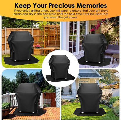 Grill Cover 32 Inch & Under Grill Mat,Grill Cover for Outdoor Waterproof Weather Resistant,UV & Fade Resistant, Compatible with Weber Nexgrill Charbroil Kenmore Gas Grill, Black