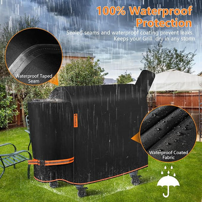 [Upgraded 1000D Heavy Duty Fabric]Grill Cover for Traeger Pro 34/780 Series, Waterproof Wood Pellet Smoker Cover, Tear & Fade Resistant with Buckle,Zipper, for Treager Pro 34/780/Texas 34, Z Grills700